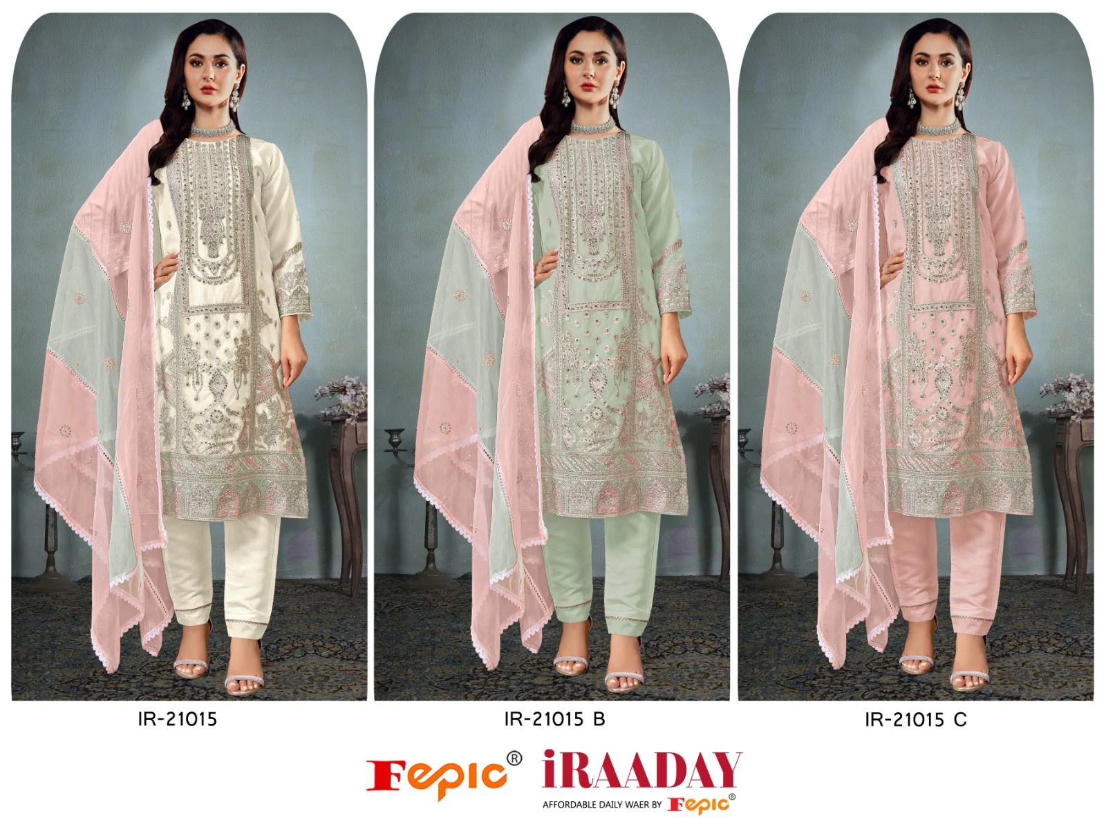 Fepic Ir 21015 Organza Wholesale Pakistani Salwar Suit Catalog — Wholesale Pakistani Suits, MPA wholesale from Surat — view 7